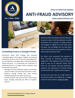 Anti-Fraud Advisory Volume 1